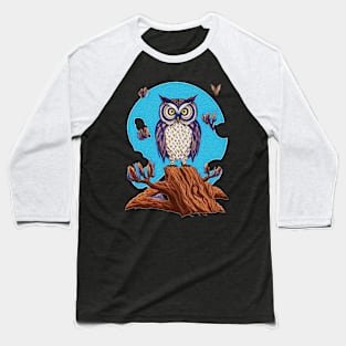 Owl on a Stump Baseball T-Shirt